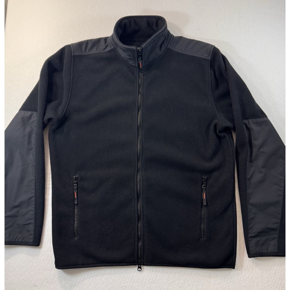 Banana Republic Mens Full Zip Fleece Jacket Medium Black Mock Neck Outdoors